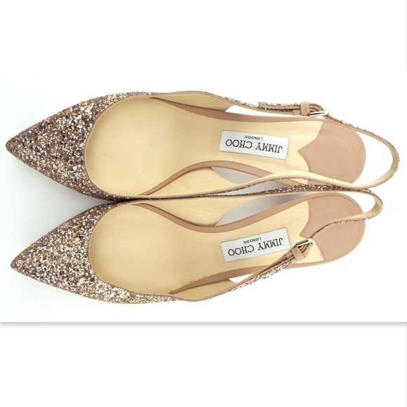 New JIMMY CHOO champagne Glitter Slingback Pump 43 - Picture 2 of 8